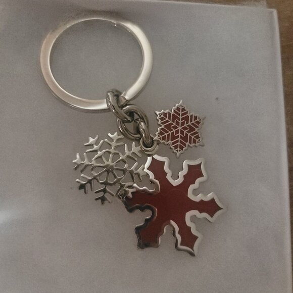 COACH - Snowflake (Cranberry Red) Silver-toned Keychain (Brand New) - Picture 1 of 6